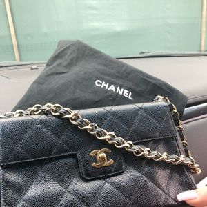 CHANEL BLACK CAVIER BAGUETTE